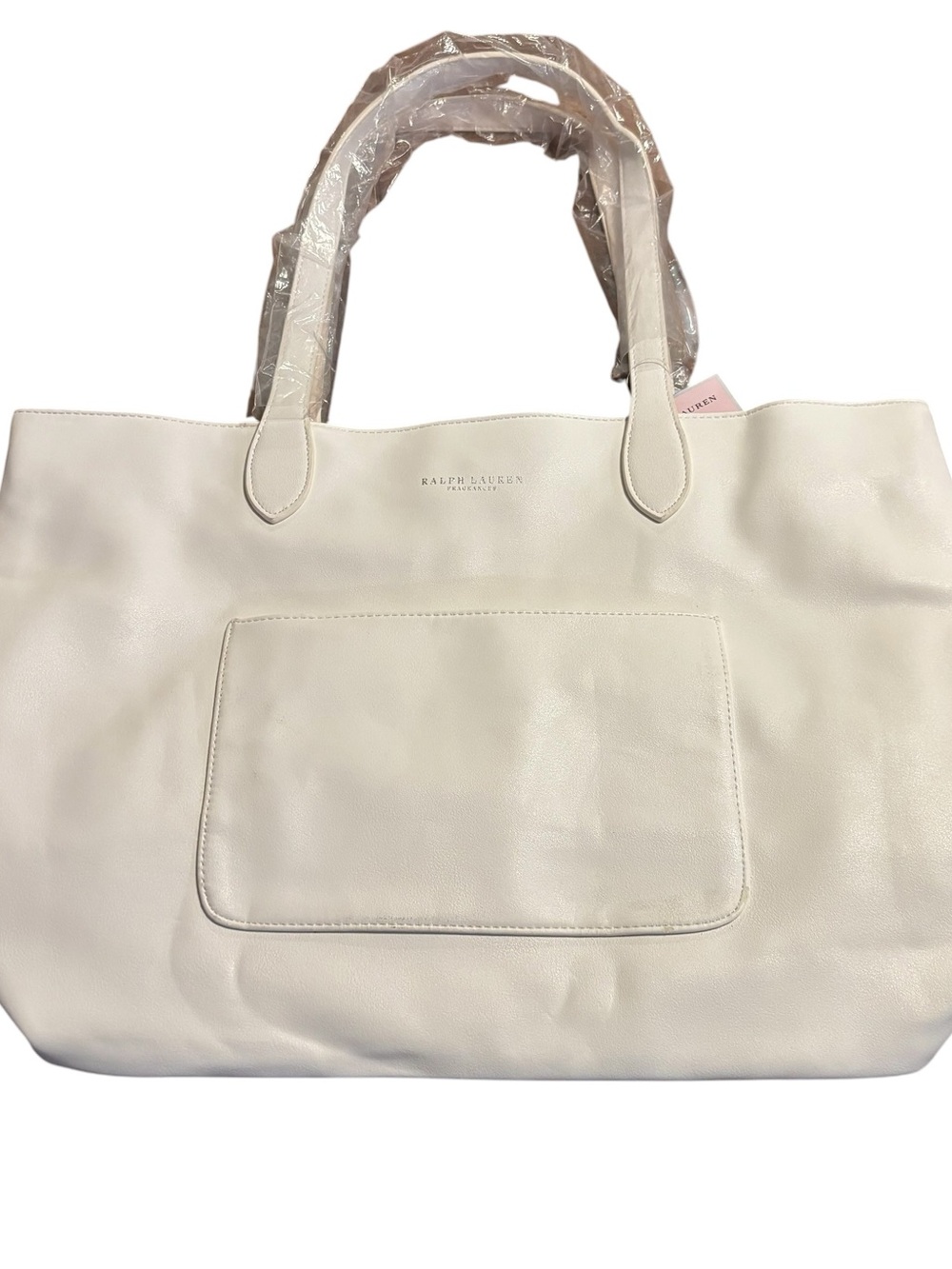 NWT Ralph Lauren White PVC Tote Bag w/Front Pocket